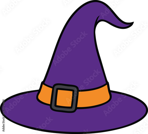Purple witch hat with buckle — Halloween symbol