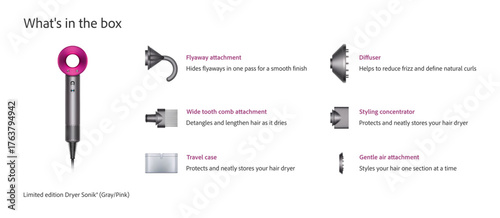 new hairdryer in realistic style, front side and back view, isolated on white background. mockup of hair dryer for professional beauty salon. vector illustration