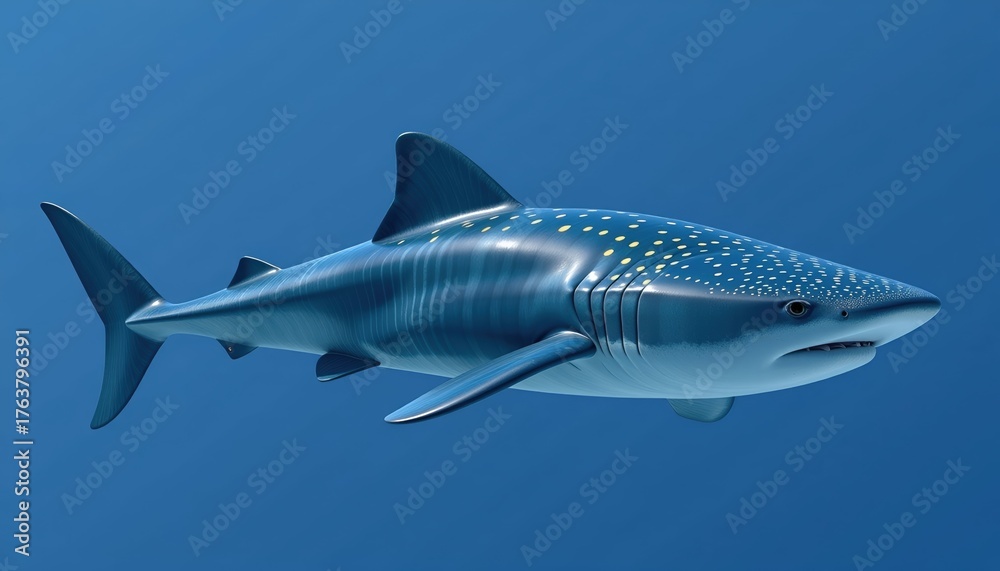 Obraz premium Isolated Whale Shark Swimming in Crystal Clear Waters Ocean Marine Life Photo Underwater Environment Close-Up View