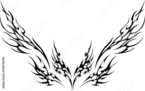 Abstract neo tribal element. Neo tribal shape. Aesthetic y2k cyber gothic style. Vector illustration.