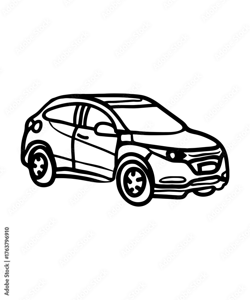 Fototapeta premium Simple line art car silhouette for design projects