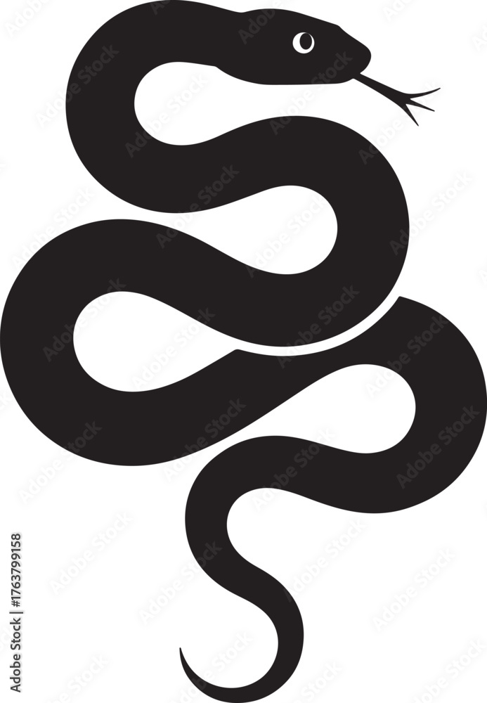 Fototapeta premium Elegant Black Snake Illustration a Symbol of Mystery and Transformation Perfect for Design Projects