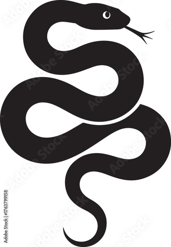 Elegant Black Snake Illustration a Symbol of Mystery and Transformation Perfect for Design Projects