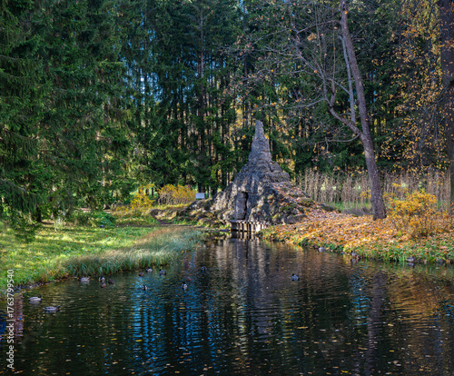 Wild stone slide (Pudos bridge)  in Catherine Park of Tsarskoe Selo.
