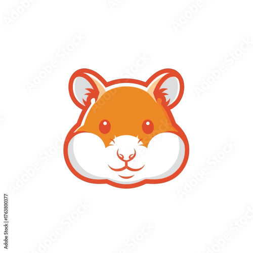 Cute hamster face vector with rounded cheeks and soft colors, representing pets, cuteness, and small animals in a friendly and appealing illustration style