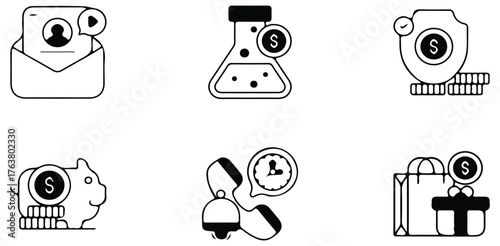 Money Icons Set, Collection Of Finance Business And Investment Symbols For Financial Design Project Management And Ecommerce Applications

