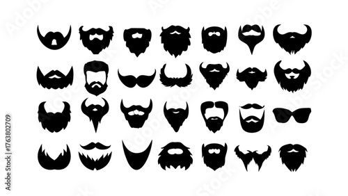 Beard and moustaches silhouette vector 