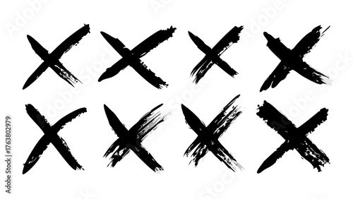 Vector set of black and white cross and arrow symbols for airplane and flight transportation icons, concepts, and designs
