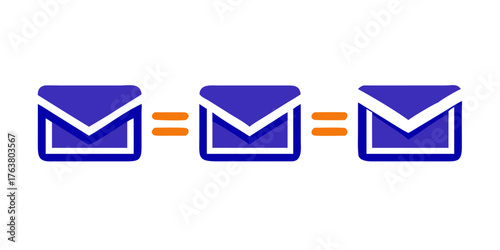 Colorful vector icon set featuring email, mail, and contact symbols, useful for web, internet, and business communication design