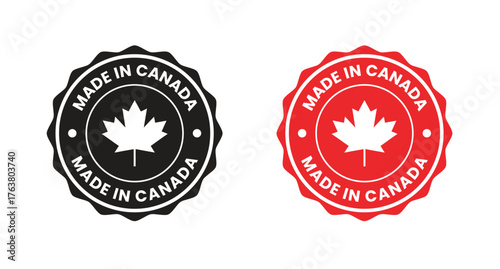made in Canada icon set. Canadian product icon suitable for commerce business. badge, seal, sticker, logo, symbol in colored and black Variants. Isolated vector illustration.