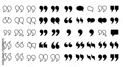 Diverse quote marks collection in various styles and designs