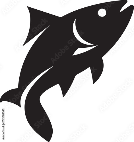 Silhouette of a leaping Fish: A striking silhouette of a fish in mid-leap, showcasing its streamlined form and dynamic motion.
