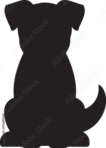 Silhouette of Loyal Canine: A stark black silhouette of a dog sitting gracefully, showcasing its elegant form, symbolizing companionship, loyalty, and the bond with animals.
