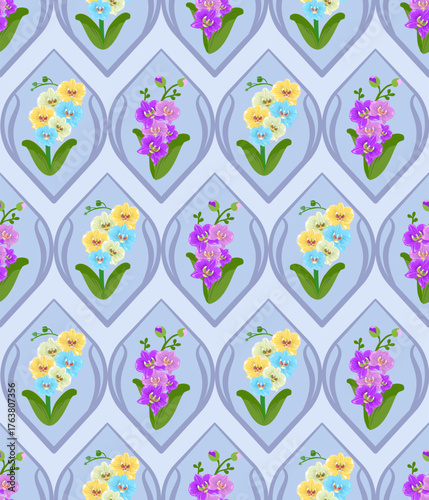 seamless pattern with colourful flowers, vintage design, vector illustration elegant for textile, wall paper, wrapping paper, curtains, cushion cover, fashion, scarf, decoration, rug, background