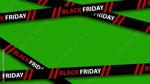 Animated Black Friday sales ribbon across. Ideal for promotional videos, discount ads, and online store marketing.