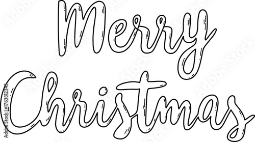 Vector illustration of the phrase Merry Christmas in elegant hand-lettering, perfect for banner and greeting cards. Vector illustration