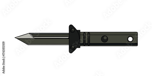 Tactical Knife: A close-up view of a sleek, black tactical knife, showcasing its sharp blade and ergonomic handle. This image highlights the knife's design and functionality.