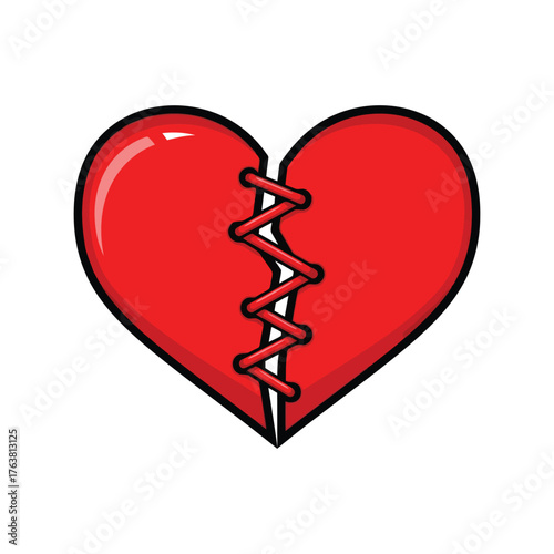 Mending broken heart symbol love relationship repair healing emotional connection vector