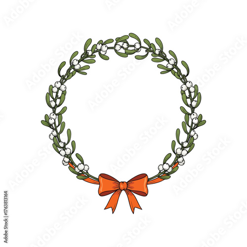 Elegant floral wreath with red bow decorative element for celebrations and holidays vector