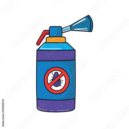 Pest Control Spray: A close-up shot of a pesticide spray bottle with a red circle with an insect and crossed out icon, indicating its use for pest control.
