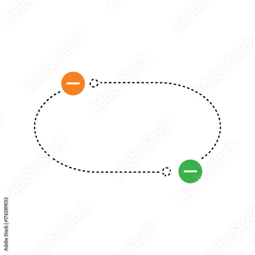 Circular diagram with plus and minus icons representing a cycle data flow progress stages vector