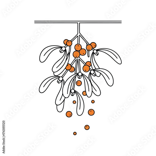 Christmas mistletoe kissing traditional holiday decoration festive winter botanical vector art vector