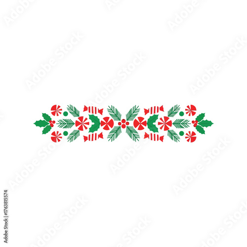 Festive floral border ornament holiday christmas design festive flowers and leaves decorative element vector