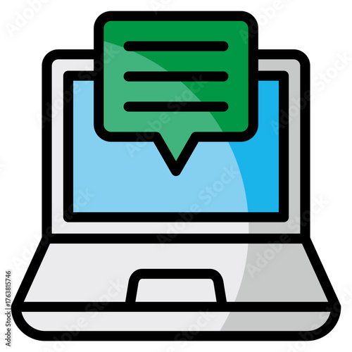 Laptop Chat  Icon Element For Design