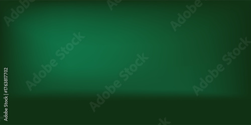 Deep green gradient background, empty studio room illustration