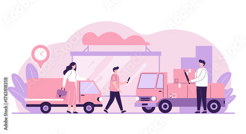 Efficient logistics and delivery service concept in modern flat design