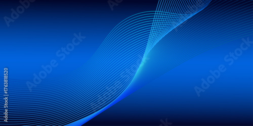Abstract blue background with glowing wave. 