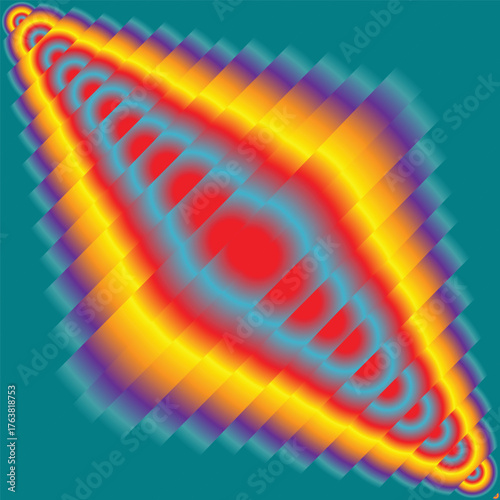 Vibrant diamond shape with concentric rings and gradient colors