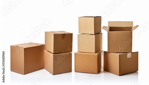 carboard boxes on transparent or white background
