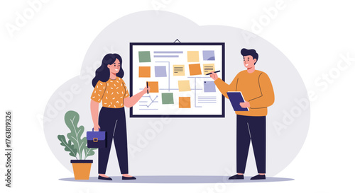 Team collaboration concept with planning and discussion in office setting