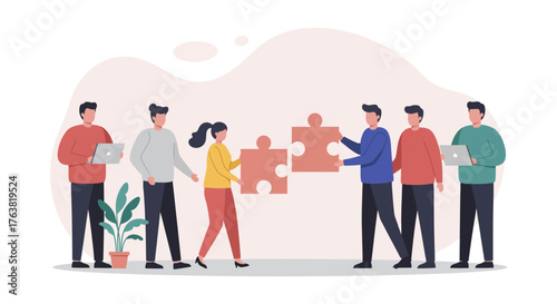 Teamwork collaboration and problem solving concept in modern flat design