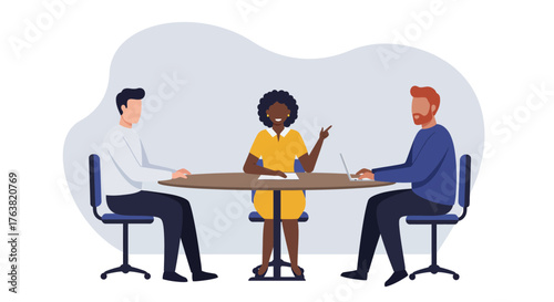 Diverse team meeting: collaboration around conference table in modern office