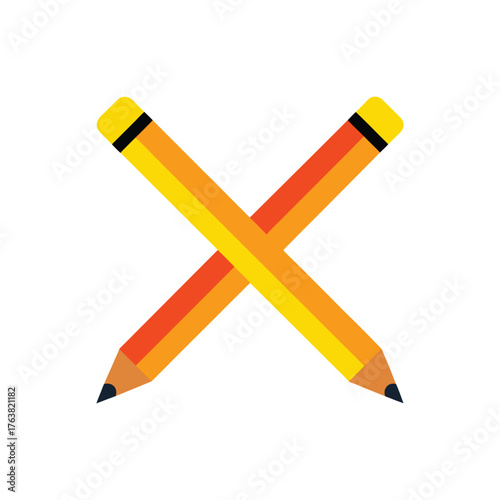 Colorful two crossed pencils vector illustration