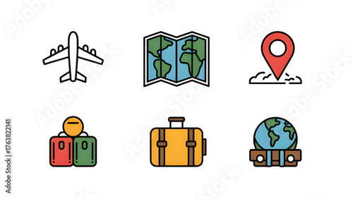 Planning Exciting Adventures Airport Map Luggage Icons in a Travel Graphic with Clean Simple Design