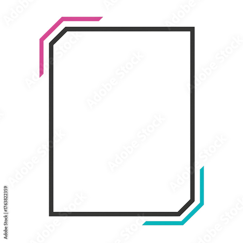 Futuristic neon border frame on black background with copy space