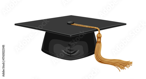 Vector  a black graduation cap with a golden tassel signifying academic achievement and success