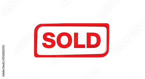 Vector  illustration of a red sold sign with rounded corners and a slight shadow effect displayed