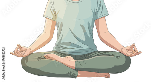 Vector  person in seated lotus position with hands in mudra pose for meditation and relaxation