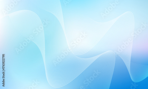 Abstract blue gradient background with shining lines waves. Minimalist background for banner, poster, cover, brochure, flyer, website