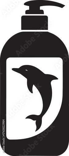 Bottle with Dolphin Marine Hygiene Dispenser Cleanliness Ocean Conservation Icon