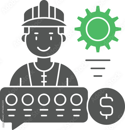 Labor Day and Construction Worker Icon Set