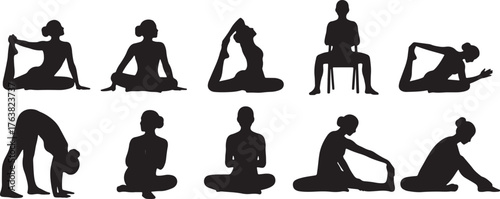 Yoga Twisting Poses for Spinal Health Silhouette Pack