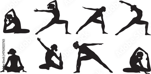 Yoga Side-Bend Poses for Stretching Silhouettes