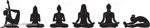 Seated Yoga Postures like Hero and Staff Pose Silhouettes