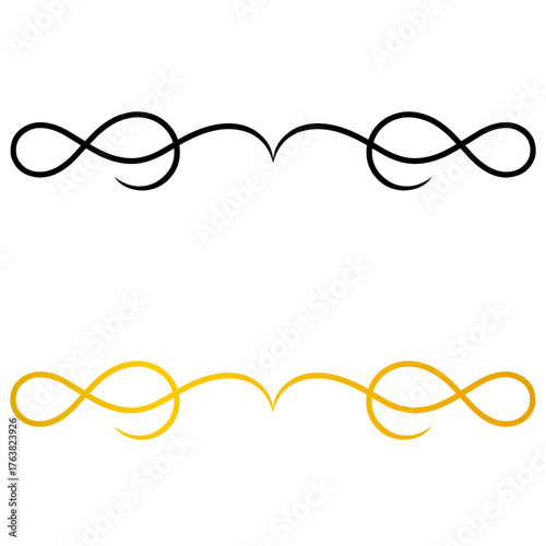 Black and gold luxury swirl line ornament – Elegant decorative line art with a timeless swirl design, perfect for invitations, certificates, and luxury branding projects.