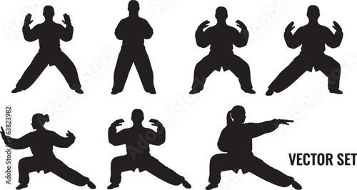 Tai Chi and Yoga Flowing Movement Silhouettes